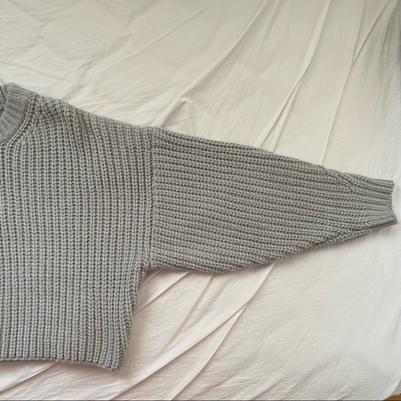 oak and fort chunky cable knit grey cropped sweater - Picture 4 of 4